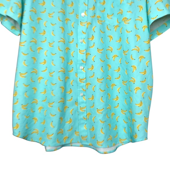 Chubbies Banana Button Front Short Sleeve Green Yellow Shirt Tropical Men's XL - Picture 5 of 11